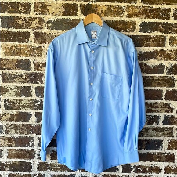 Pronto Uomo Long Sleeve Cotton Non-Iron Dress Shirt Size 17 34/35 - Picture 1 of 6